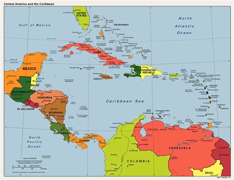 America Caribbean Political Map •