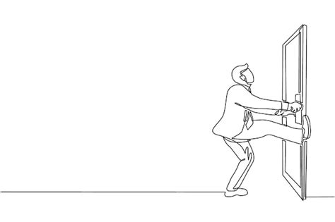 Premium Vector Single Continuous Line Drawing Businessman Pulling