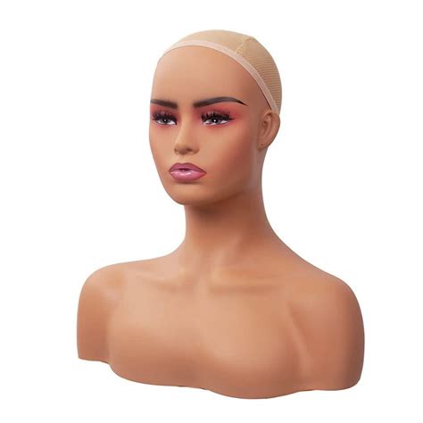 Realistic Female Mannequin Head Model With Shoulder Display Manikin