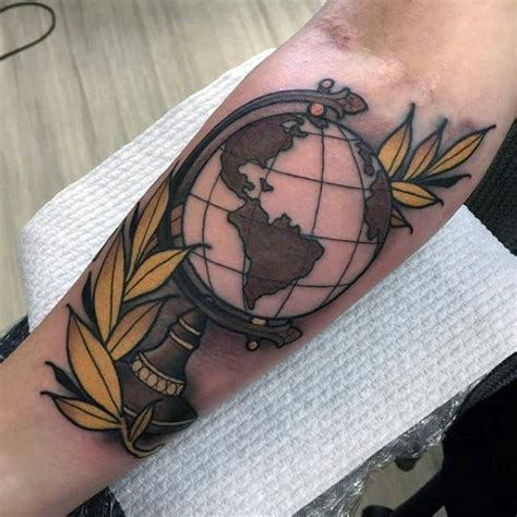 80 Globe Tattoo Designs For Men Traveler Ink Ideas Globe Tattoos