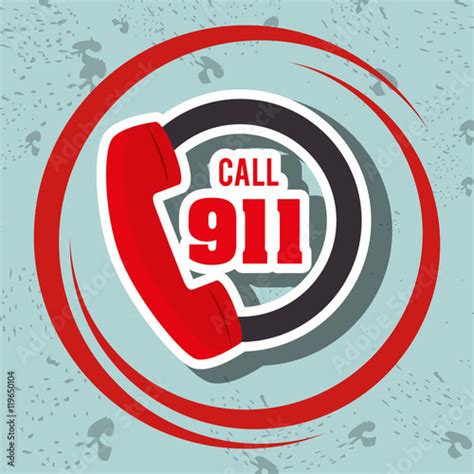 Call 911 Emergency Phone Vector Illustration Graphic Stock Image And