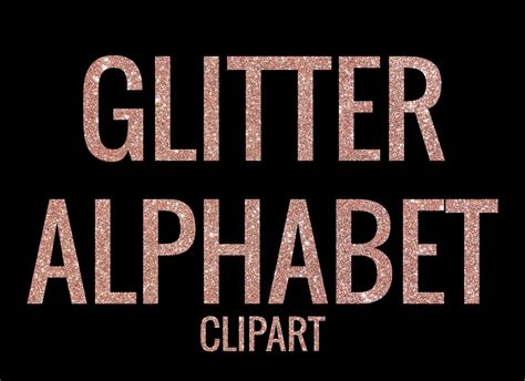 Rose Gold Glitter Letters Instant Download Glitter Clip Etsy