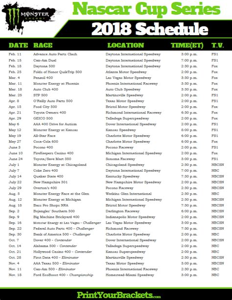 2021 nascar cup series schedule. Printable 2021 Nascar Cup Series Schedule