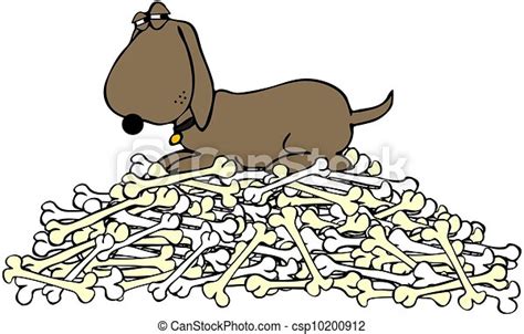 Dog Guarding A Pile Of Bones This Illustration Depicts A Small Brown