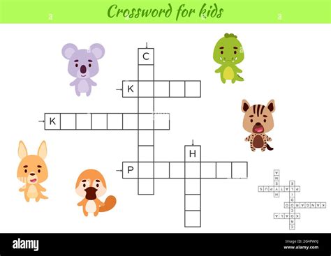 Crucigrama Para Niños Con Dibujos De Animales Juego Educativo Para