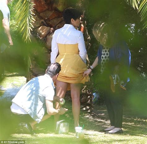Kris Jenner Lifts Up Her Dress As Her Legs Get Touched Up With Make Up