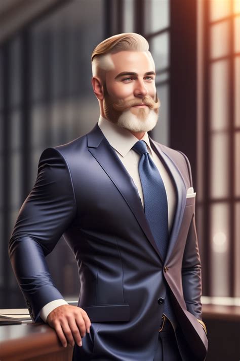 Lexica Old Businessman In Suit Beard Office Background Standing Fit Handsome