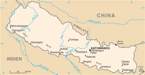 Landkarte von Nepal Kleine Übersichtskarte Weltkarte com Karten