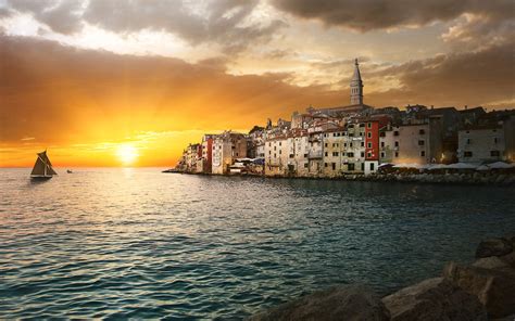 Rovinj An Old Town Fishing Port On The West Coast Of The Istrian