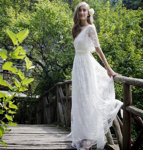 Bohemian Romantic Style Wedding Dresses 2016 Lace Bride Dress Short