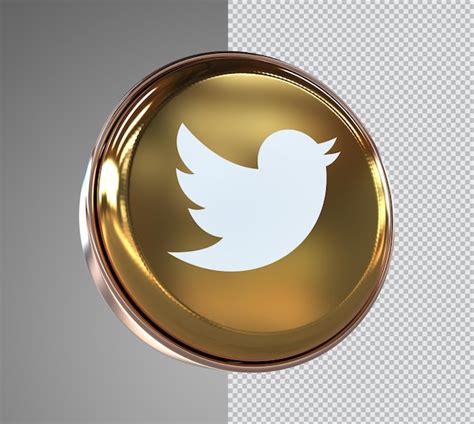 Premium Psd Gold Twitter Icon 3d Rendering