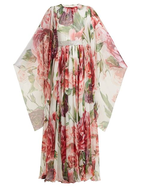 Peony Print Silk Chiffon Gown Print Dolce Gabbana MATCHESFASHION FR