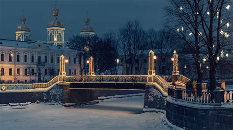 Find out more about winter in st petersburg russia. Bridge Night River Russia Saint Petersburg Snow Winter HD ...
