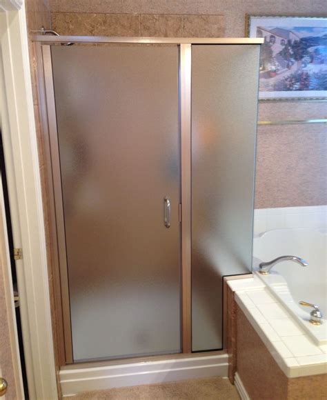 Obscure Glass With Notched Panel Frameless Shower Armoire Semi