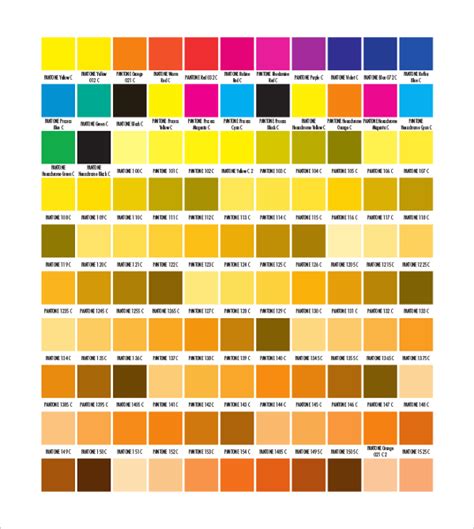 Pantone Color Chart Template A Guide To Selecting Colors For Your