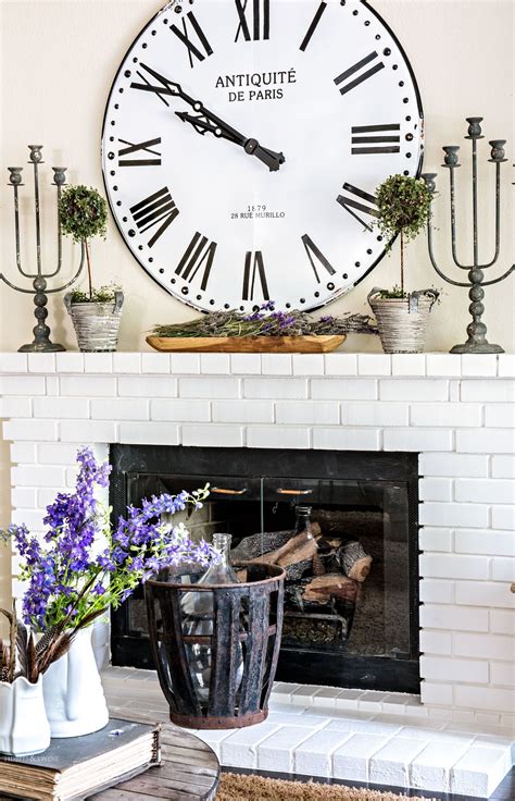 Oversized Clock Above A Fireplace Mantel How To Decorate A Mantel