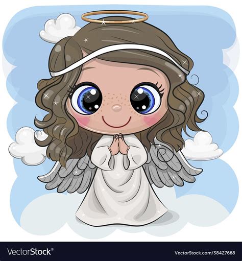 Cute Cartoon Christmas Angel On A Blue Background Download A Free Preview Or High Quality Adobe