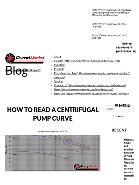 How To Read A Pump Curve For Centrifugal Pumps Pumpworks Pdf Pump