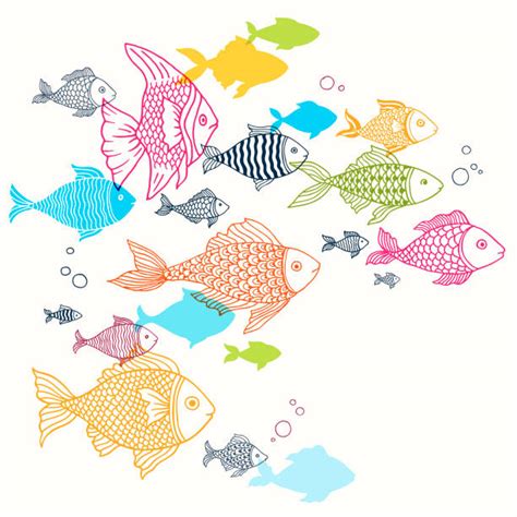 Drawing Of A School Of Fish Illustrations Royalty Free Vector Graphics