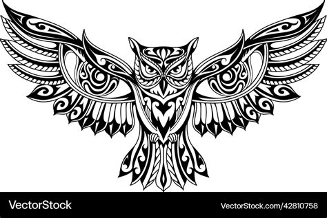 Tribal Style Owl Tattoo Royalty Free Vector Image