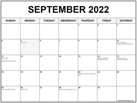 September 2018 Calendar With Holidays