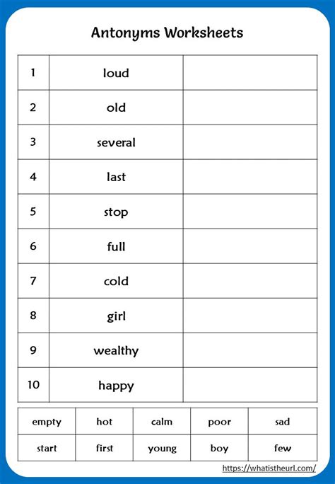 Antonyms Worksheet Grade 3