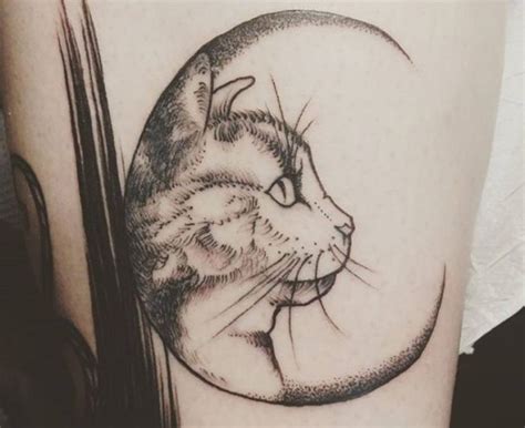 28 Best Cat And Moon Tattoo Designs Page 4 Of 7 The Paws