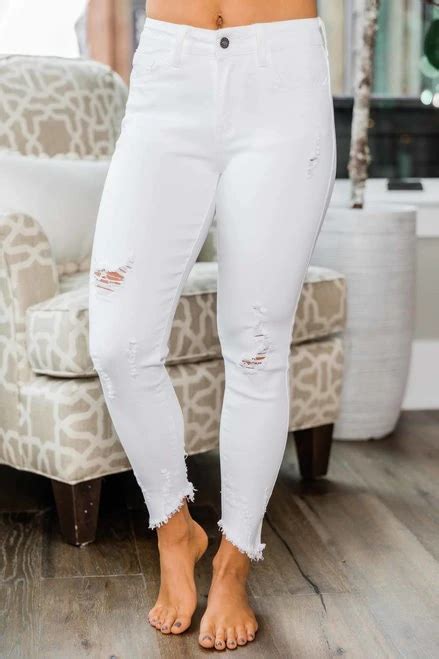 The Angelica White Distressed Crop Jeans In 2020 With Images