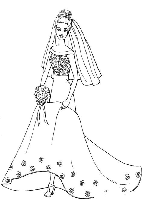 Disegni da colorare barbie in abito da sposa. Barbie Sposa da stampare e colorare