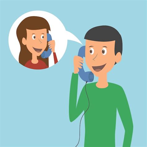 Premium Vector Young Couple Talking On The Phone Vector Illustration