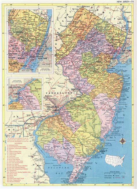 New Jersey Map Instant Download 1958 Printable Map Etsy