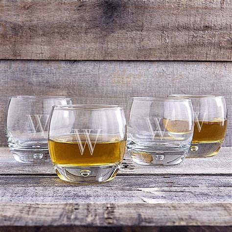 Set Of 4 Personalized 10 75 Ounce Heavy Base Whiskey Glasses Clear J Cathy S Concepts In