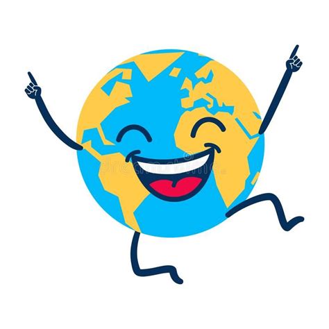 Happy Cartoon Planet Earth Globe Jumping Royalty Free Illustration
