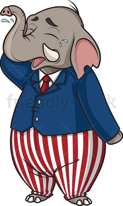 Crying Republican Elephant Cartoon Clipart Vector Friendlystock