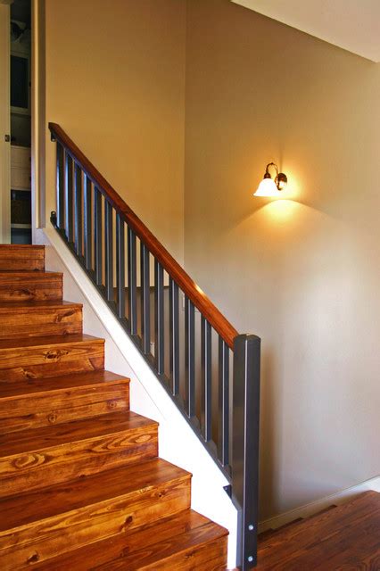 Split Level Partial Wall Railing Split Level Staircase And Entryway