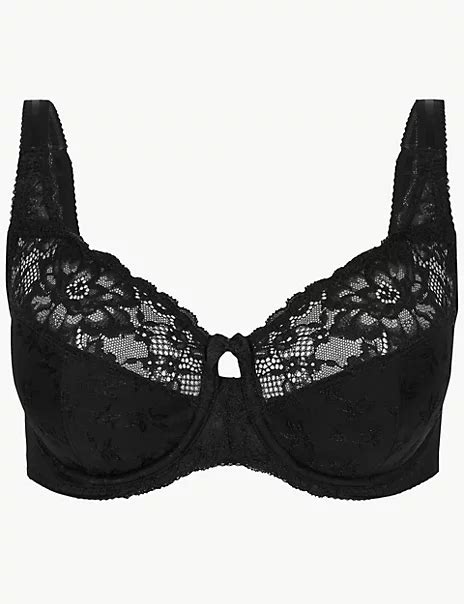 jacquard and lace non padded full cup bra dd h mands collection mands