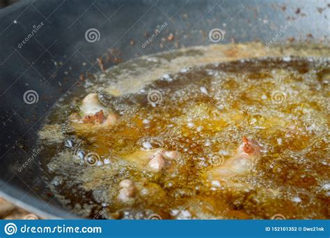 Fried Chickencook In The Kitchencrispy With Vegetable Oil Stock Photo