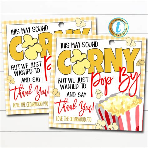 Appreciation Popcorn T Tag Poppin By To Say Thank You Tidylady