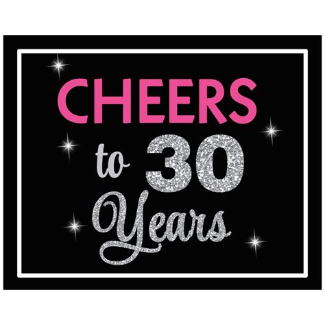 Cheers To 30 Years 30 And Fabulous Party 8x10 Sign By That Party