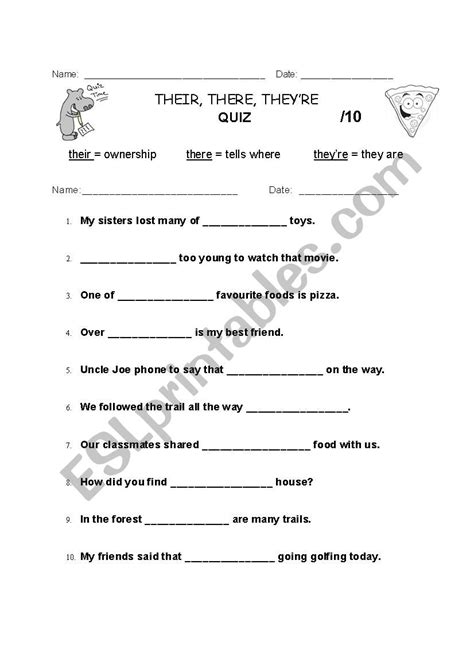Theirtherethey´re Quiz Esl Worksheet By Laurieann