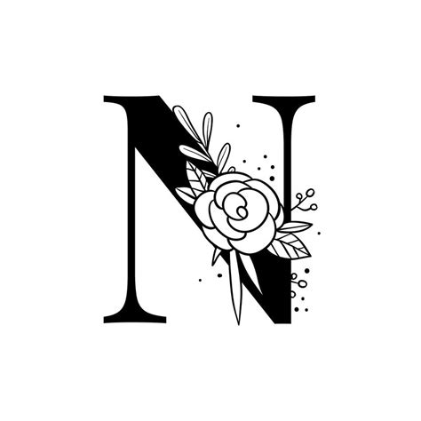 Botanical Capital Letter N Vector Free Vector Rawpixel