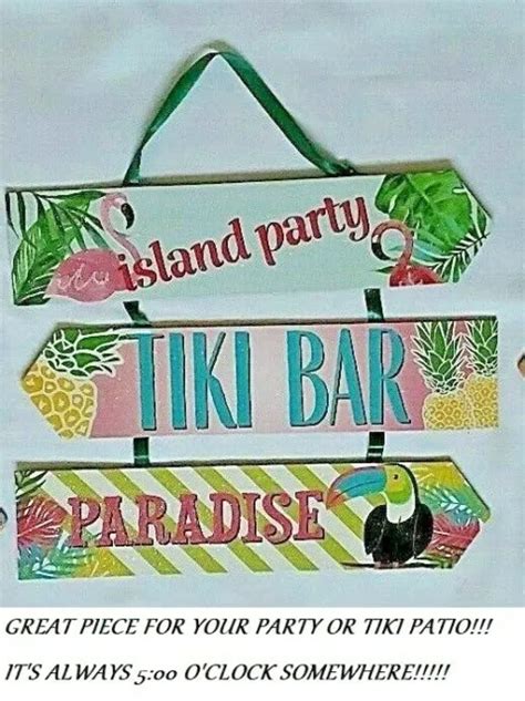 14and Tiki Bar Patio Luau Party Beach Tropical Decor Wooden Glitter Plaques Sign 995 Picclick