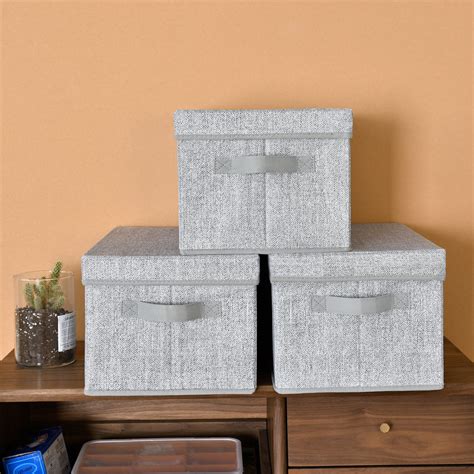 Foldable Fabric Storage Bins With Lids And Handles Collapsible Storage