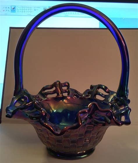 Fenton Basket Weave Blue Carnival Glass Basket Collectors Weekly