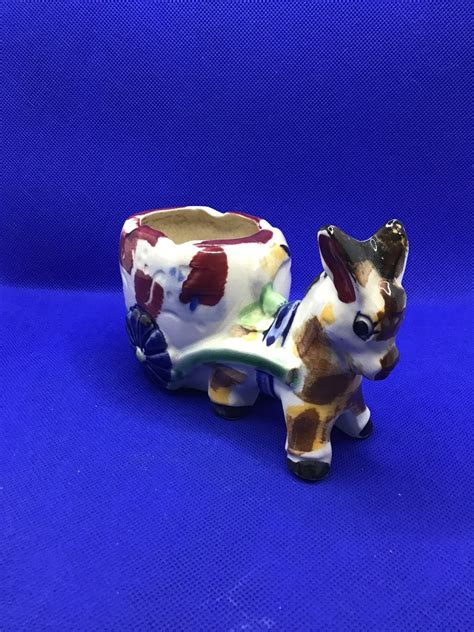 Vintage Donkey Pulling A Cart Planter Made In Japan Etsy
