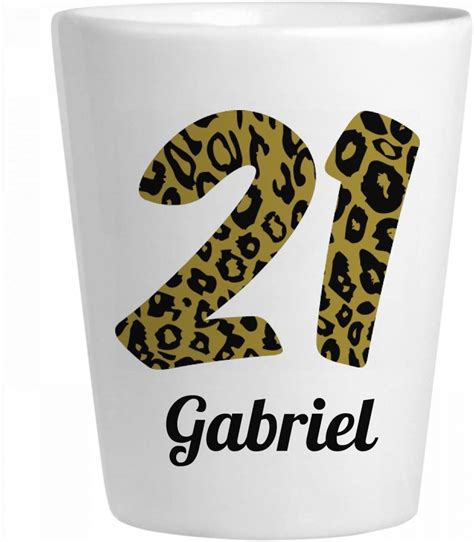 Cheetah 21st Birthday Girl Gabriel Ceramic Shot Glass Shot Glasses