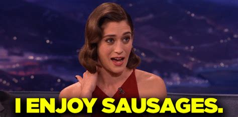 Lizzy Caplan Sausages  By Team Coco Find And Share On Giphy