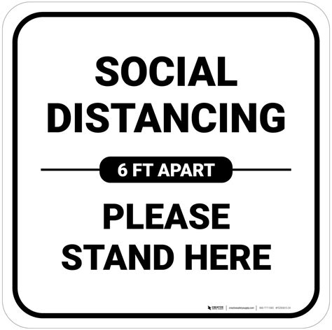 Social Distancing Please Stand Here 6 Ft Apart Square Floor Sign