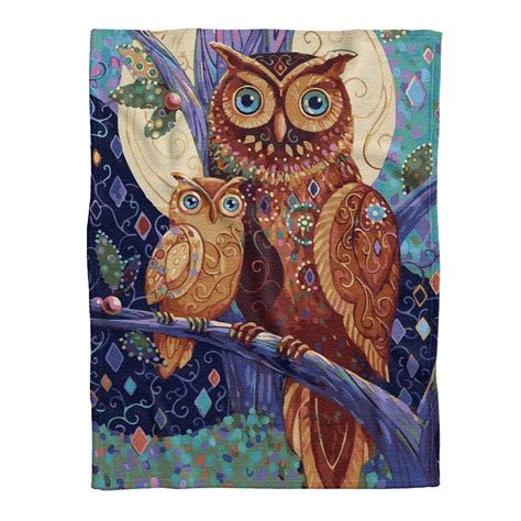 Owl Blanket Owls And Night Fleece Blanket Homefavo