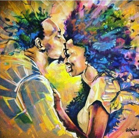 African American Couple Love Painting Colorful Wallart Decor Print